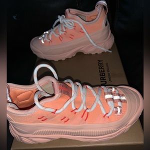 Burberry knitted nylon sneakers, Color: warm coral